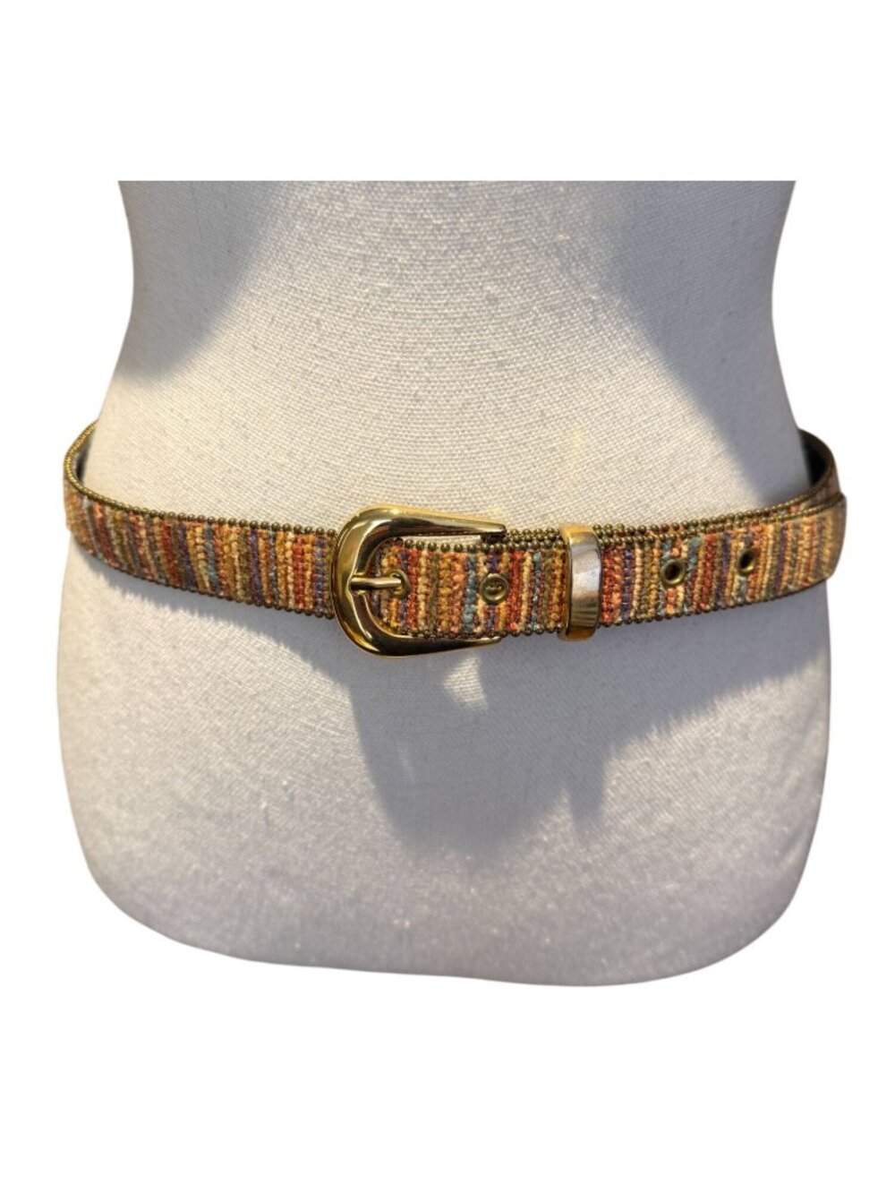 Elite Accessories Multicolor Woven Belt USA Size L Rainbow Boho Vintage Tapestry